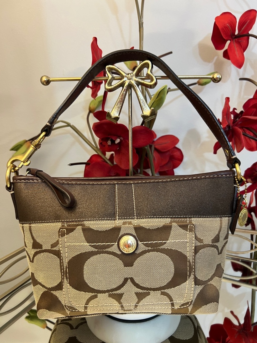 Y2K Coach Signature “C” Monogram Baguette Shoulder Bag – Khaki/Brown #11688 - Picture 3 of 16